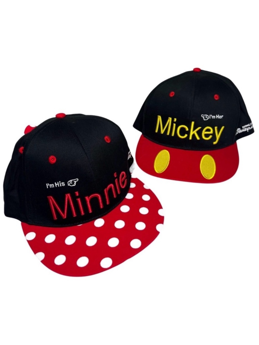 Disney New Hong Kong Disneyland I'm His Minnie I'm Her Mickey Couple's Hats NWT - Picture 1 of 17